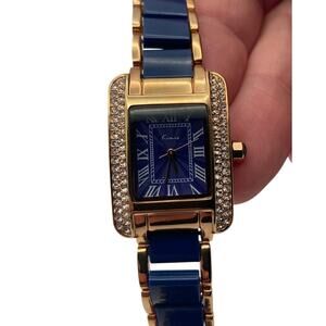 Nice Kimio Blue/ Gold w/ Gems Women's Analog Watch /Wristwatch  with New Battery